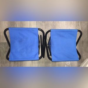 Set of Two camping travel folding stools Las Vegas chairs with handles & cooler